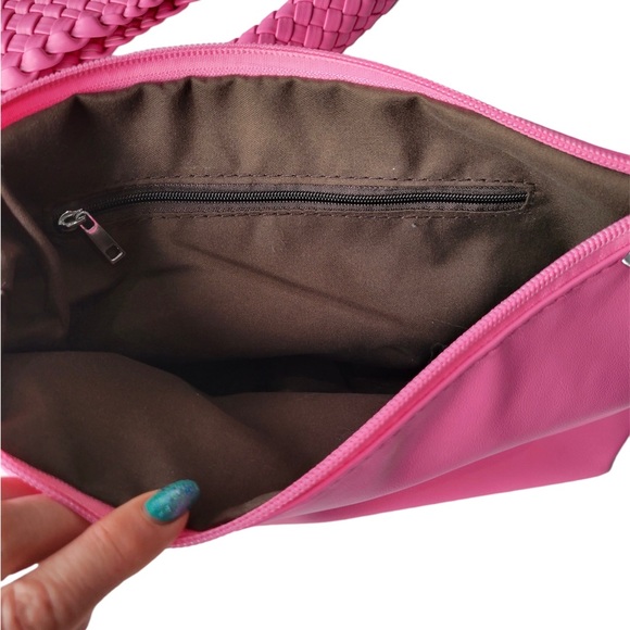 JINMANXUE Vegan Leather Hand-Woven Shoulder Handbag with Matching Cosmetic Case - Picture 8 of 10